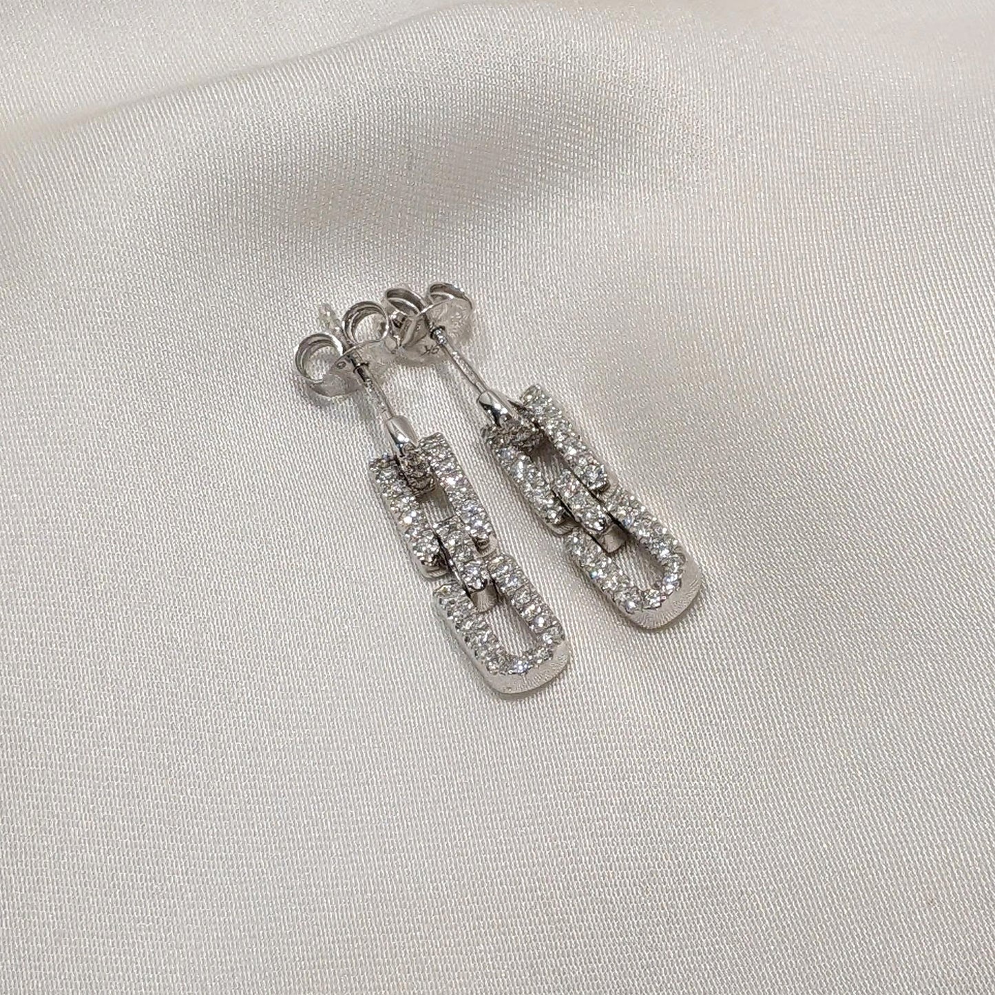Paperclip Link Drop Earrings 9ct White Gold