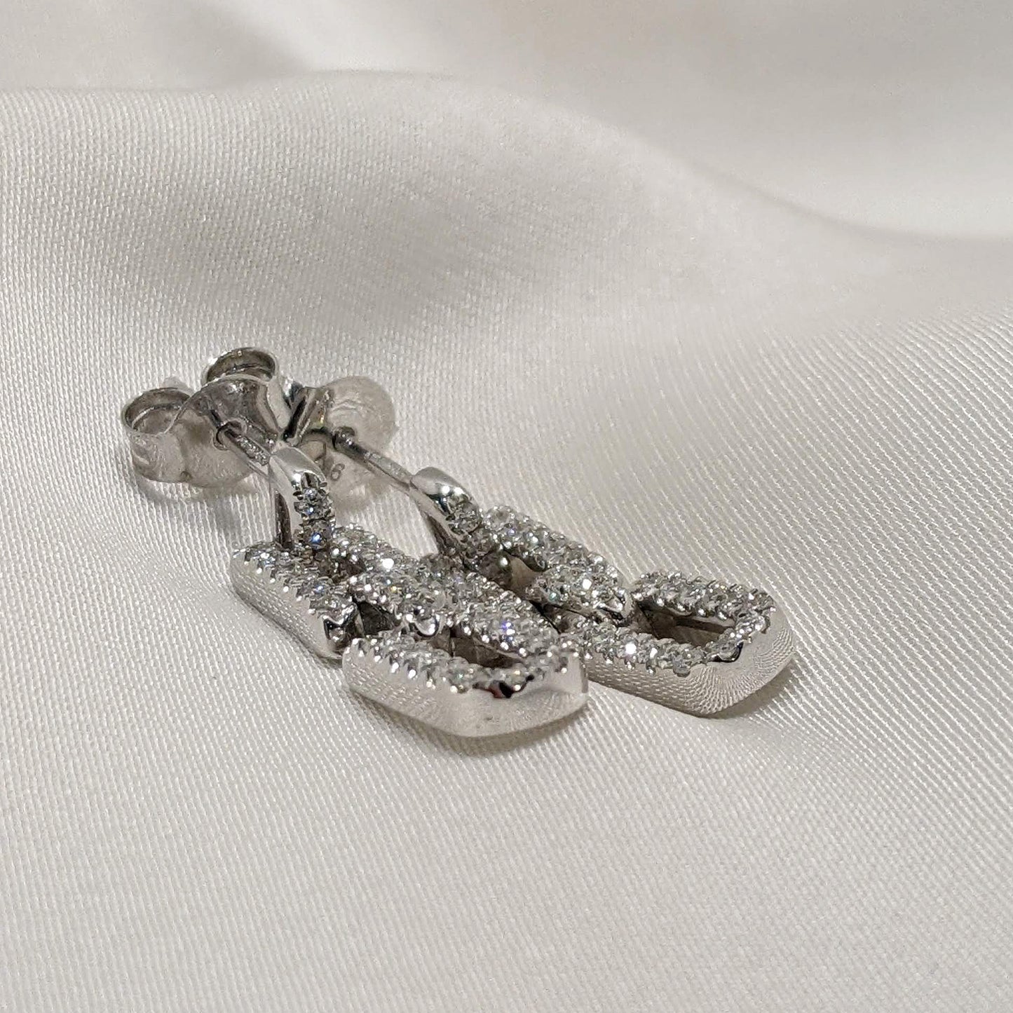 Paperclip Link Drop Earrings 9ct White Gold