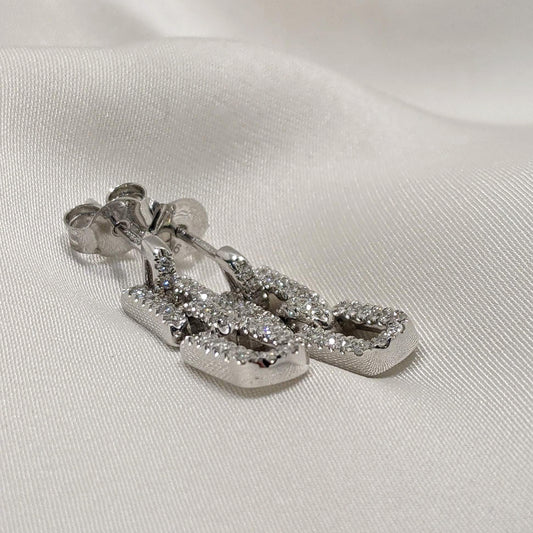 Paperclip Link Drop Earrings 9ct White Gold