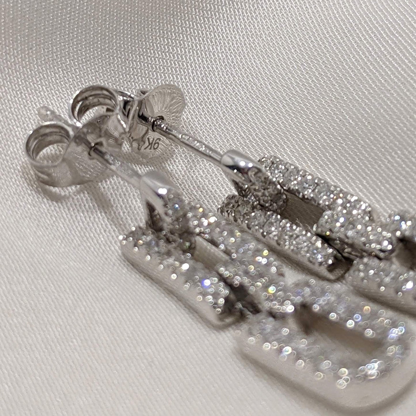 Paperclip Link Drop Earrings 9ct White Gold