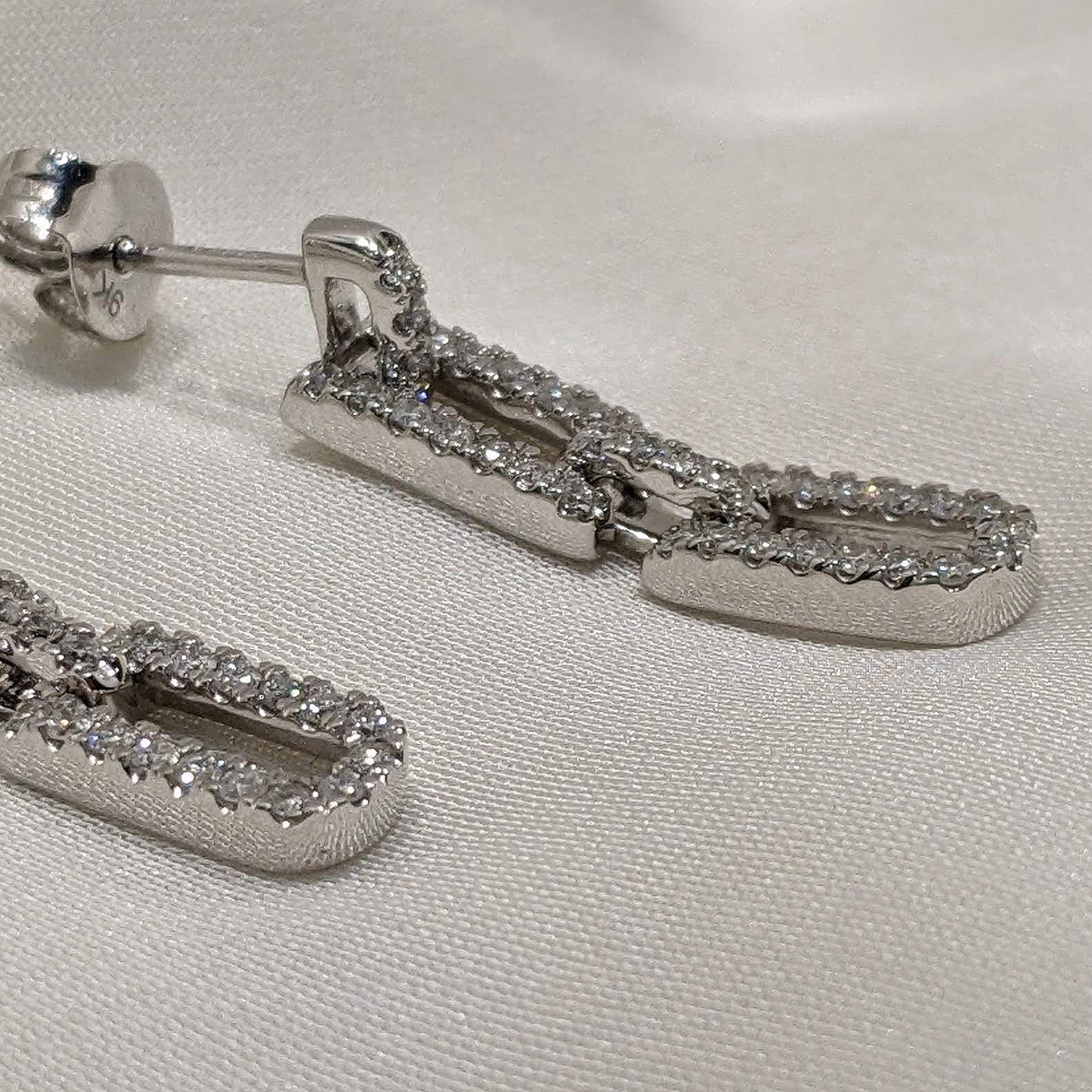 Paperclip Link Drop Earrings 9ct White Gold