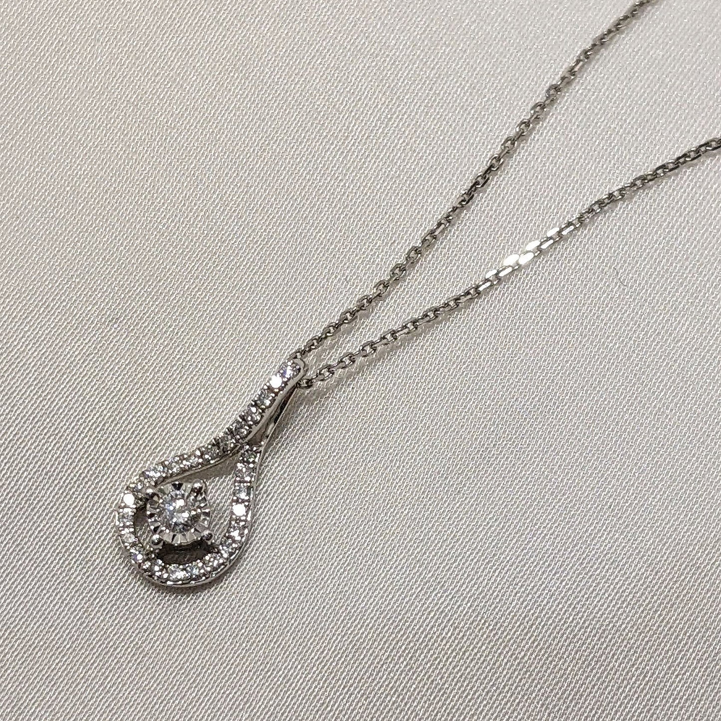 Diamond Halo Pear Design Pendant 9ct White Gold