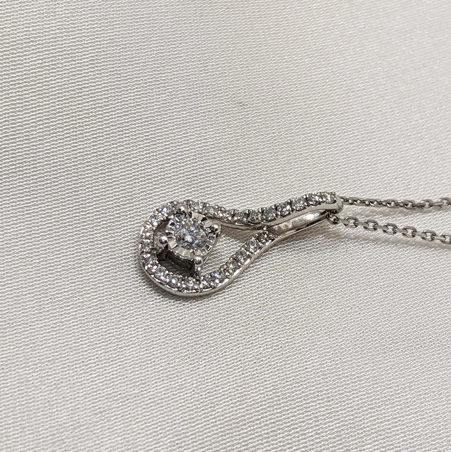 Diamond Halo Pear Design Pendant 9ct White Gold