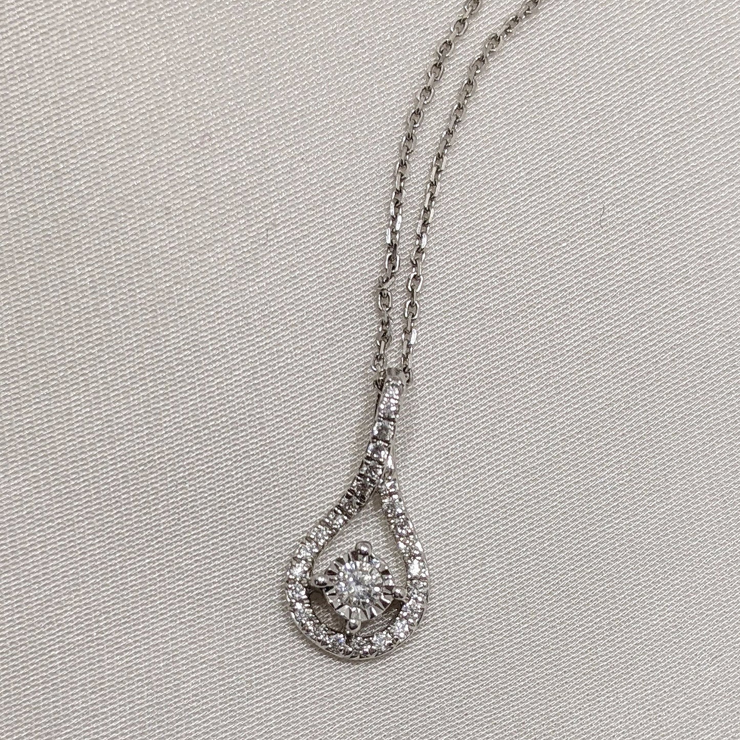 Diamond Halo Pear Design Pendant 9ct White Gold