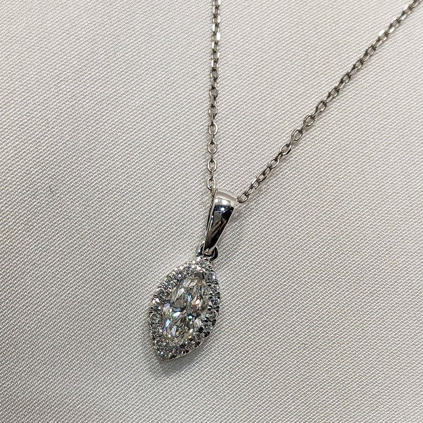 Diamond Marquise-Shape Halo Pendant 18ct White Gold