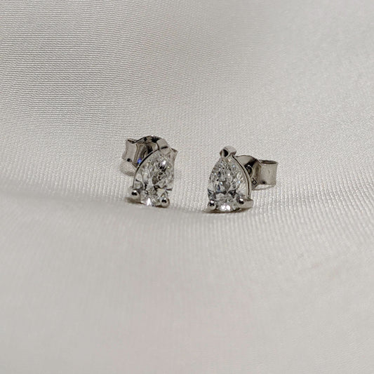 Pear-Shape Diamond Stud Earrings 18ct White Gold