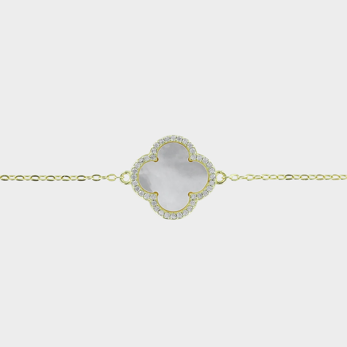 Mother of Pearl Clover Pendant 14ct Gold Plated