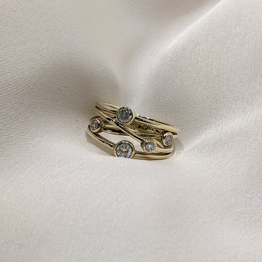 Diamond Bubble 9ct Yellow Gold Ring