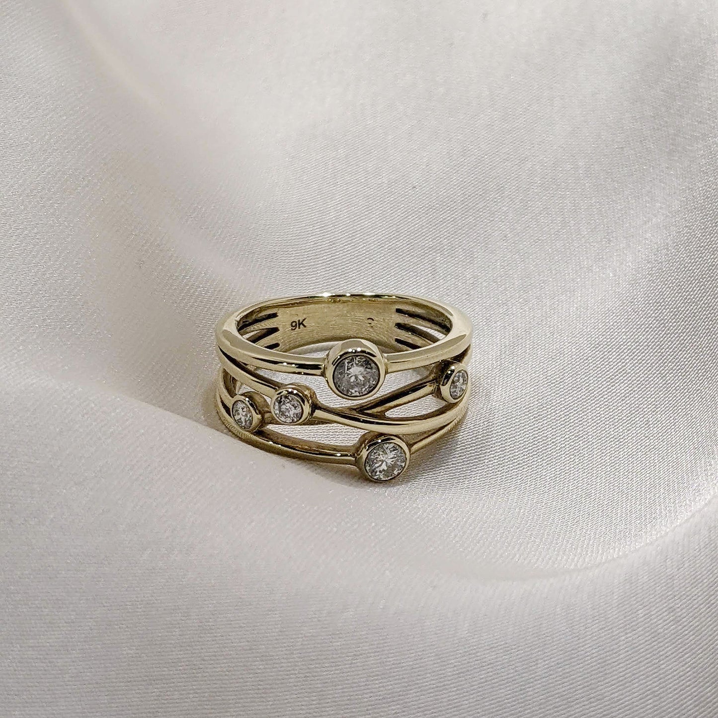 Diamond Bubble 9ct Yellow Gold Ring