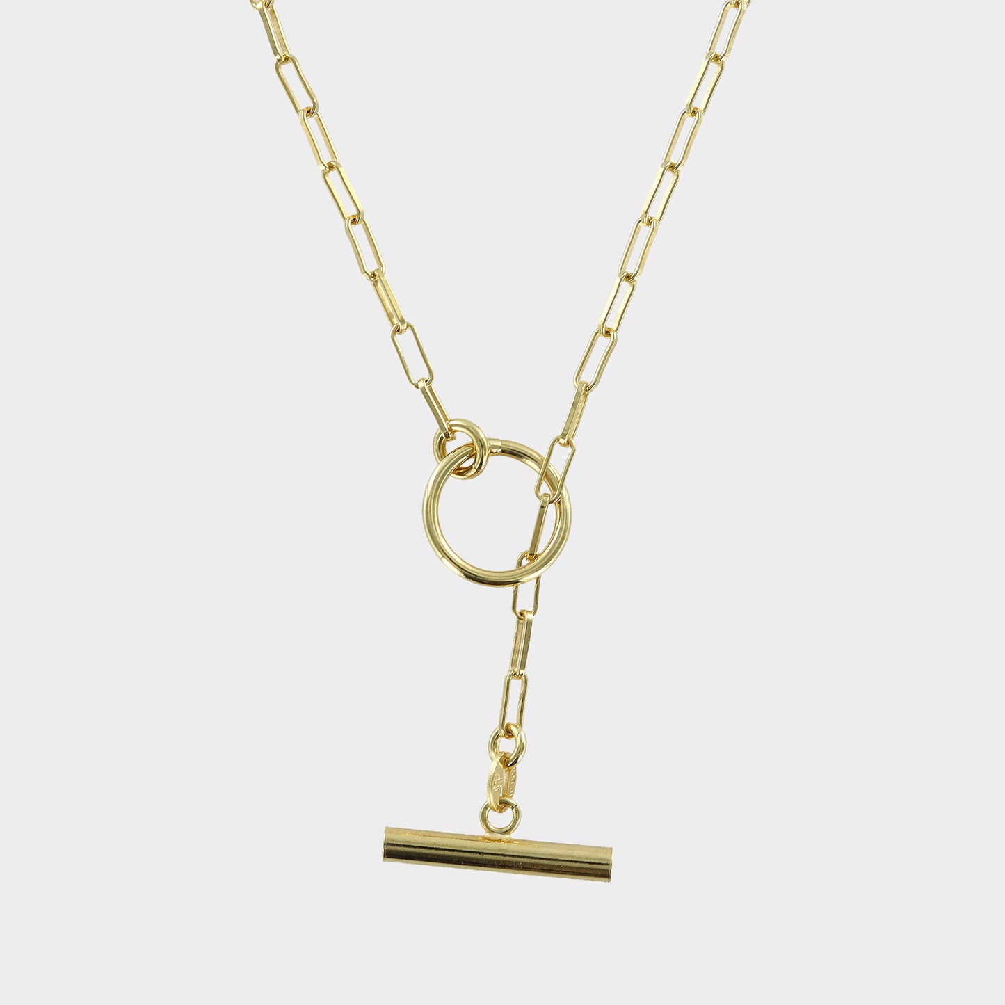 Paper Chain & T-Bar Vermeil Necklace 16inch