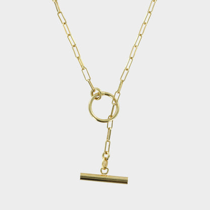 Paper Chain & T-Bar Vermeil Necklace 16inch