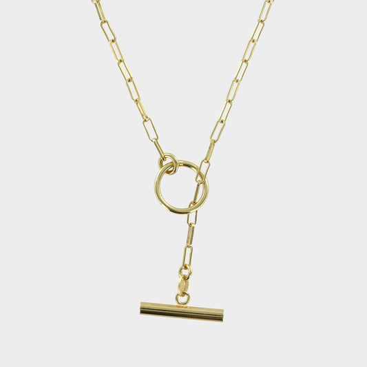 Paper Chain & T-Bar Vermeil Necklace 16inch