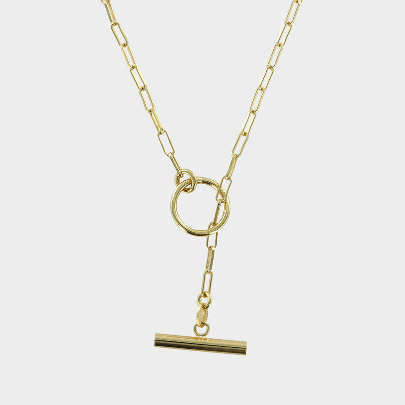 Paper Chain & T-Bar Vermeil Necklace 16inch