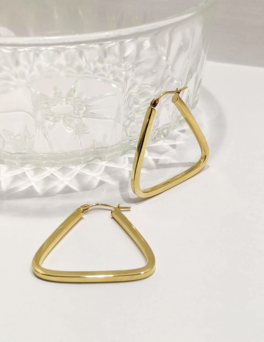 Selene Triangle Hoop Earrings 9ct Yellow Gold