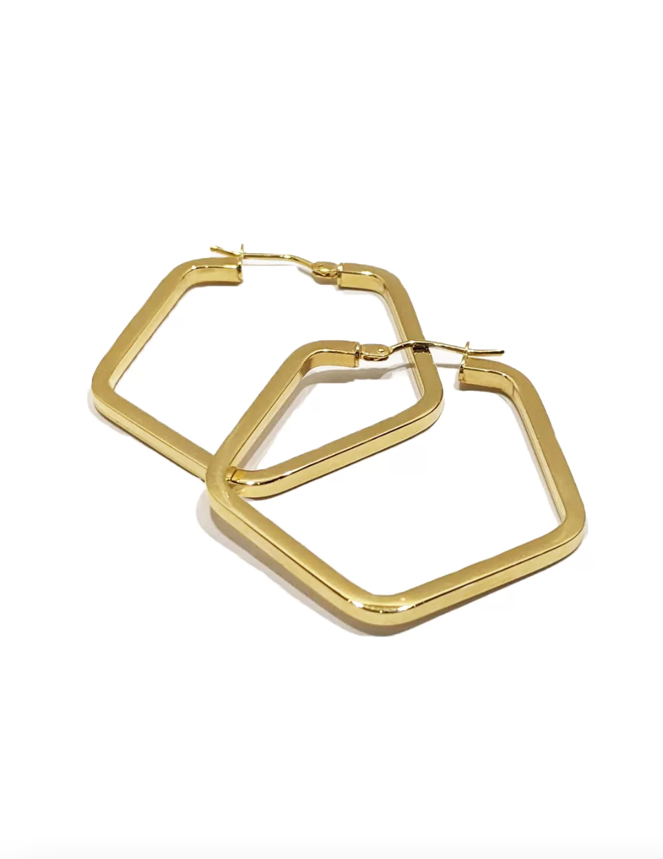 Selene Hexagon Hoop Earrings 9ct Yellow Gold