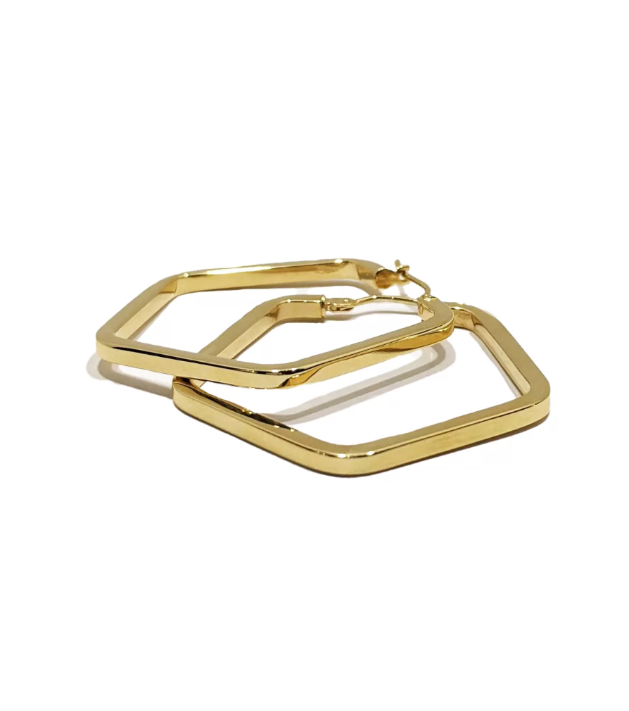 Selene Hexagon Hoop Earrings 9ct Yellow Gold