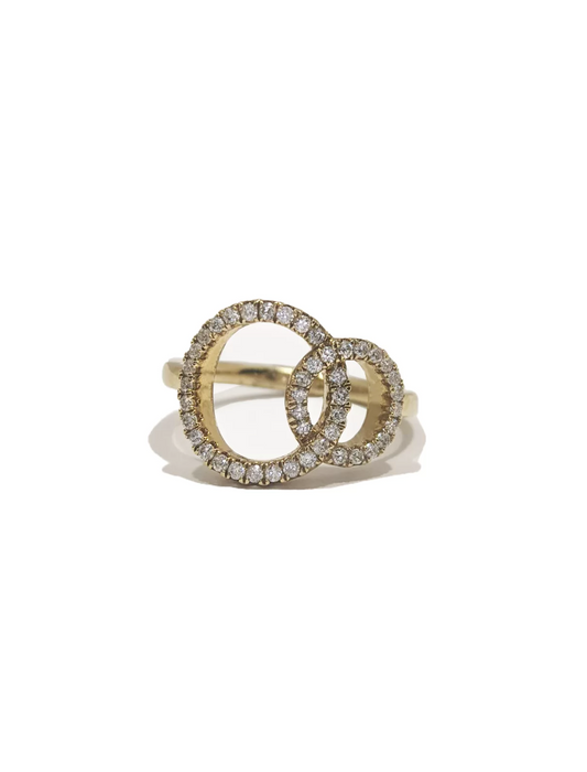 Double Circle Diamond Ring 9ct Yellow Gold