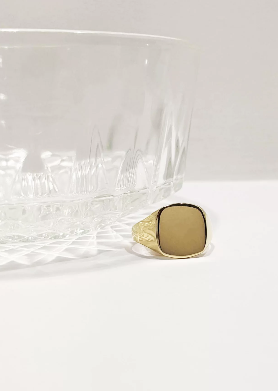 Cushion Signet Ring 9ct Yellow Gold