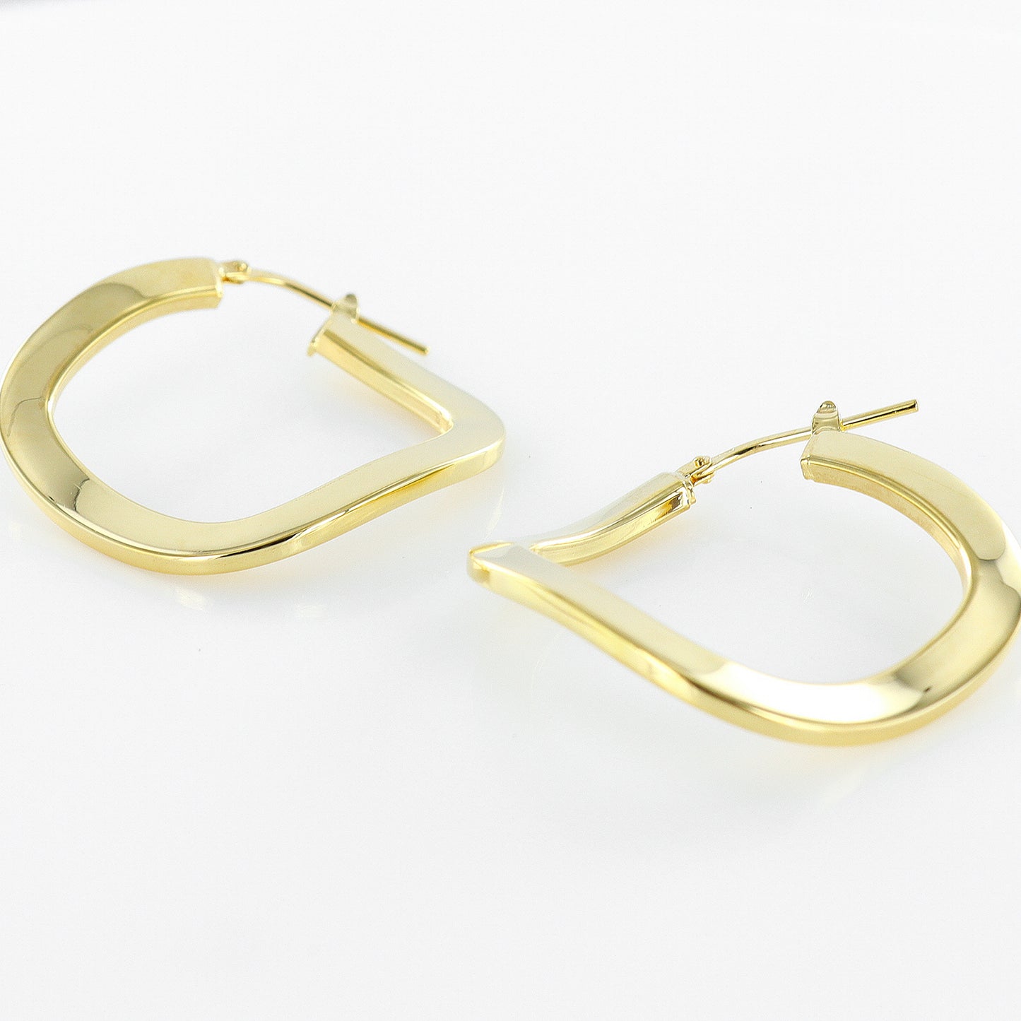 Twisted Hexagon 14ct Gold Plated Hoops
