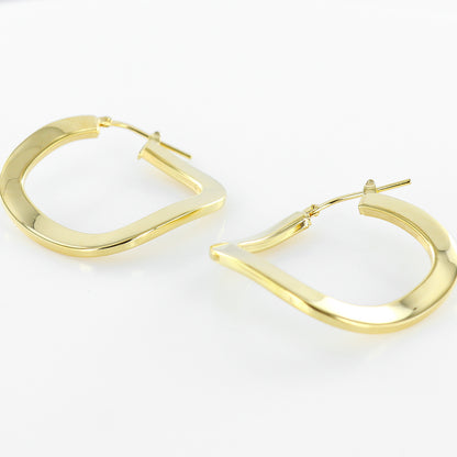 Twisted Hexagon 14ct Gold Plated Hoops