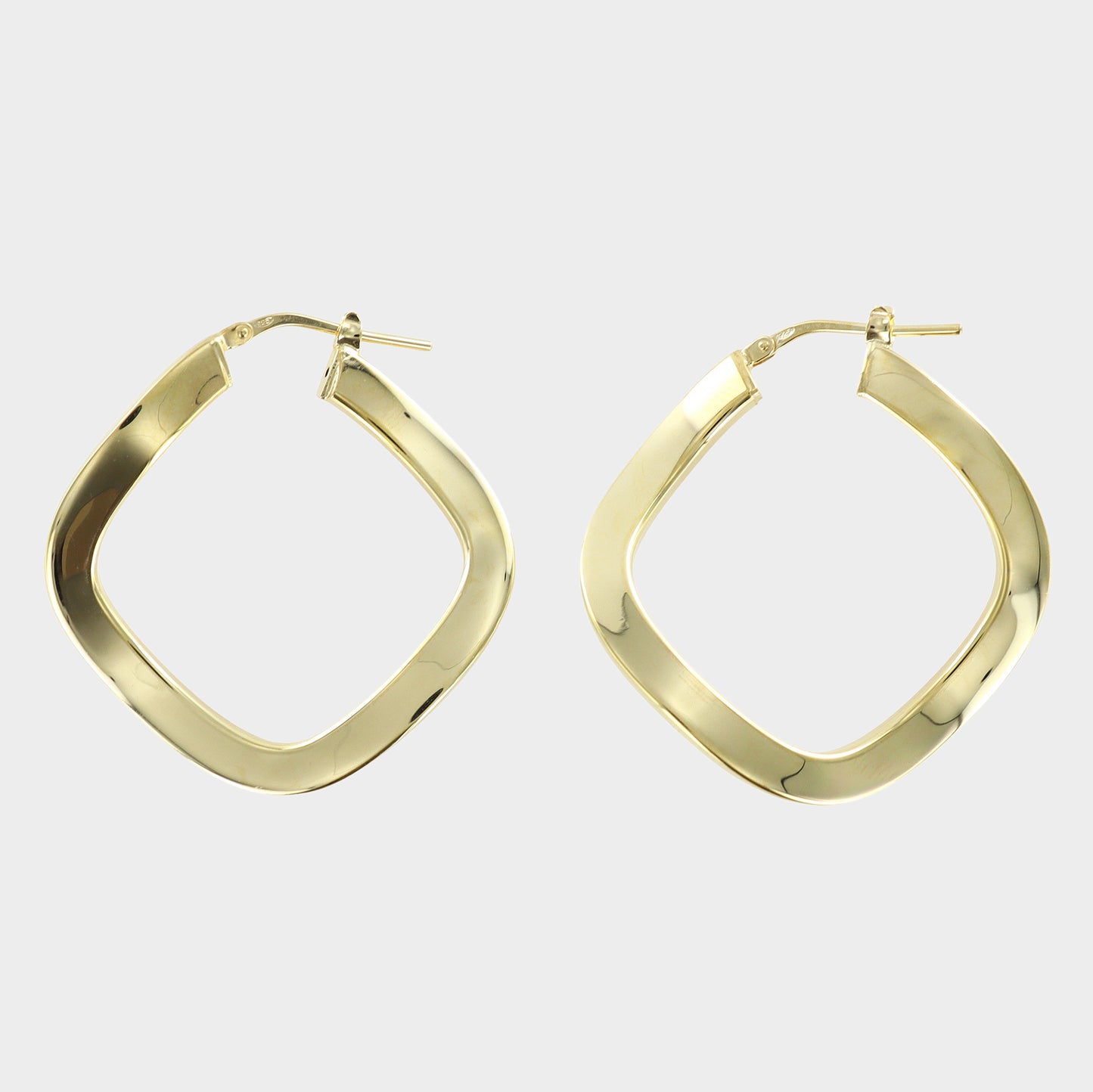 Twisted Hexagon 14ct Gold Plated Hoops