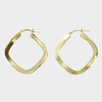 Twisted Hexagon 14ct Gold Plated Hoops