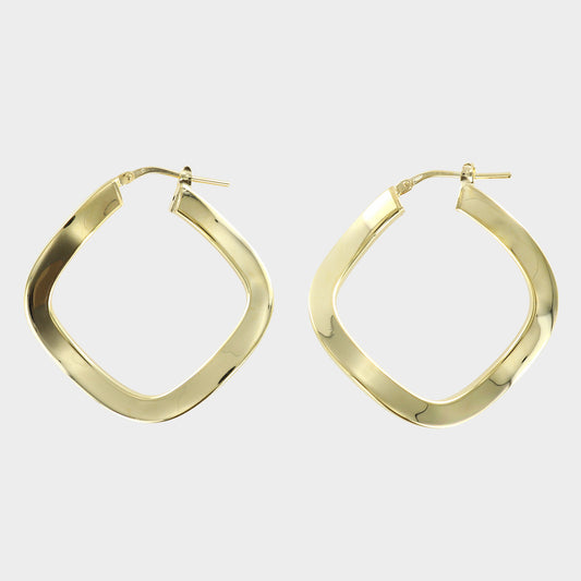 Twisted Hexagon 14ct Gold Plated Hoops