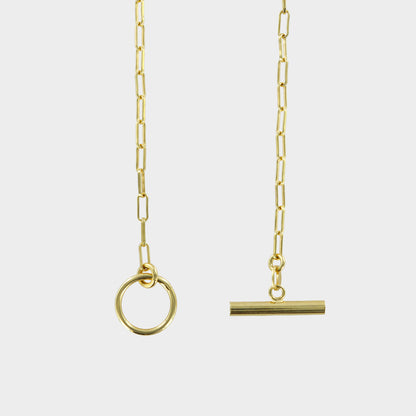 Paper Chain & T-Bar Vermeil Necklace 16inch