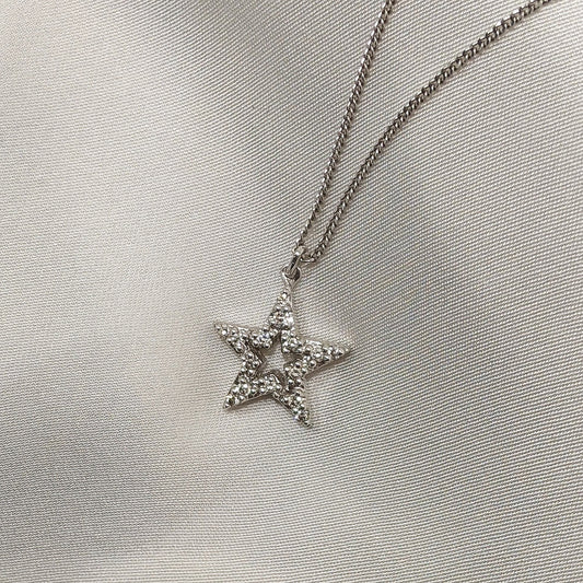 Diamond Star Pendant 18ct White Gold