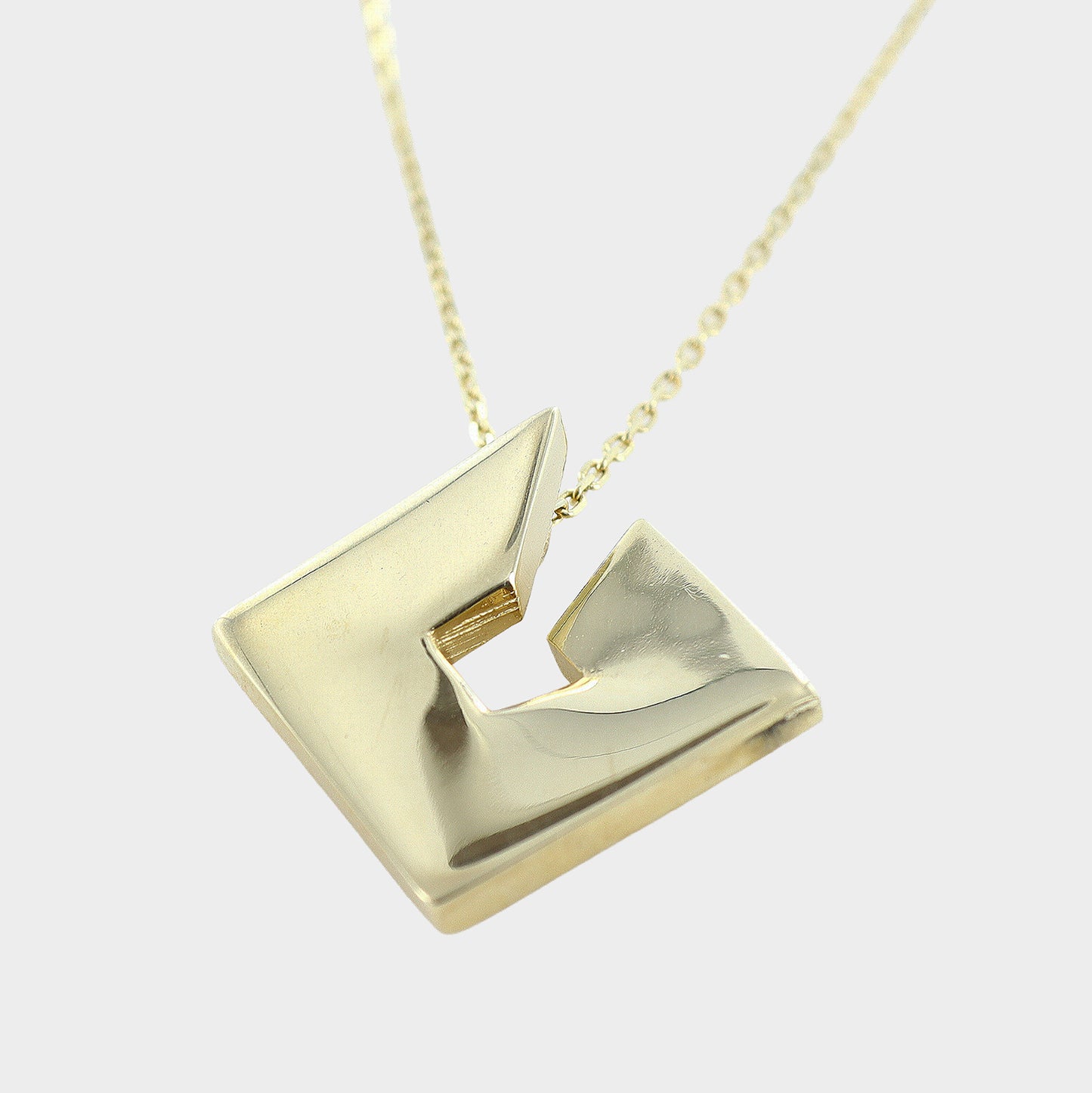 Squared Open Design Necklace 9ct Yellow Gold