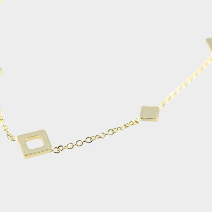 Offset Squares Necklace 9ct Yellow Gold