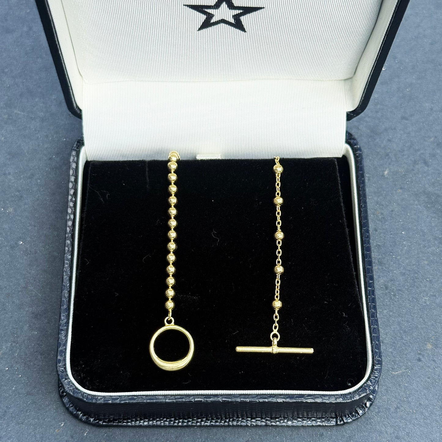 Sterling Silver Gold Plated Ball & T-Bar Necklace
