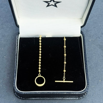 Sterling Silver Gold Plated Ball & T-Bar Necklace
