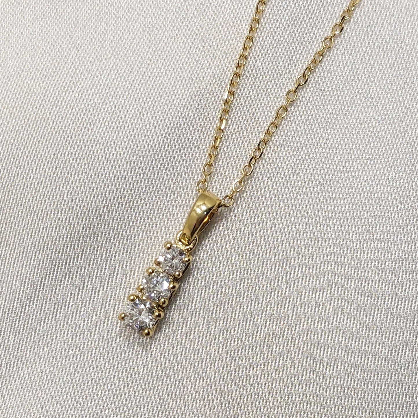 Diamond Trilogy Drop Pendant 18ct Yellow Gold