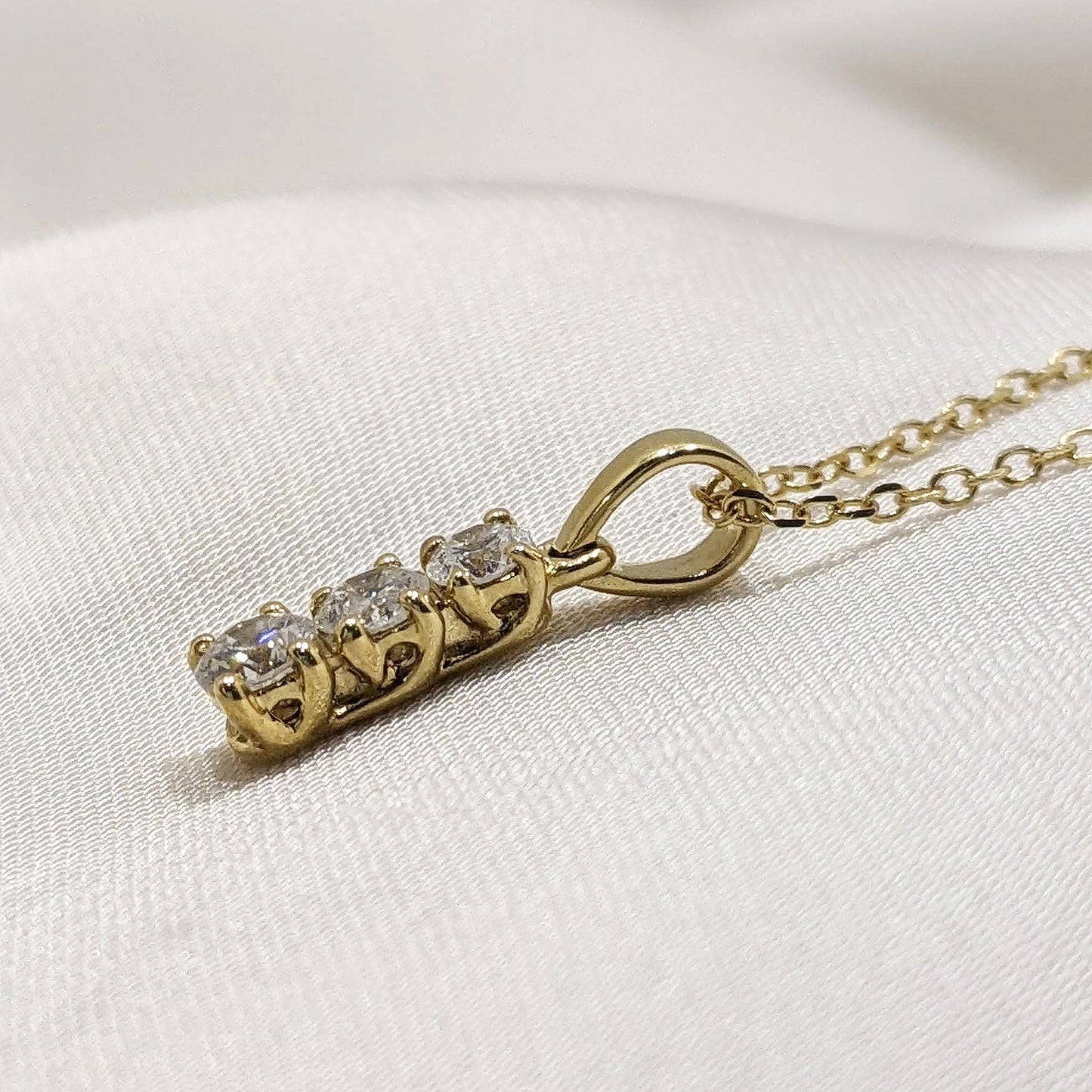 Diamond Trilogy Drop Pendant 18ct Yellow Gold