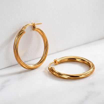 Twisted Hoop Earrings 14ct Gold Plated