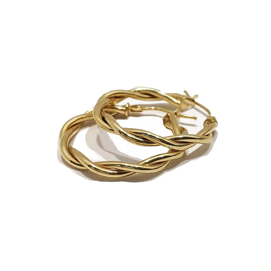 Stella Twisted Hoop Earrings 9ct Yellow Gold