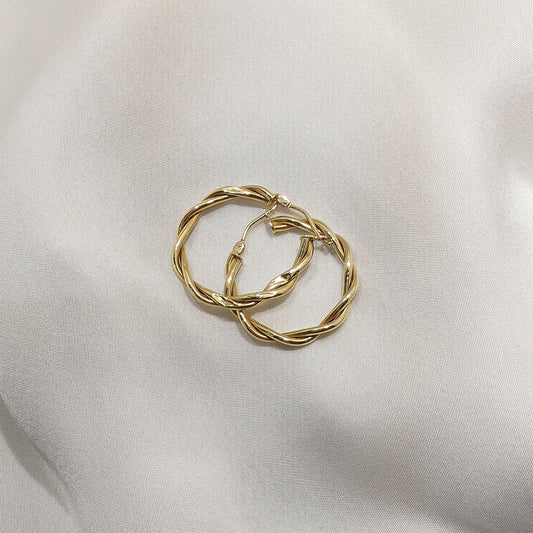Stella Twisted Hoop Earrings 9ct Yellow Gold