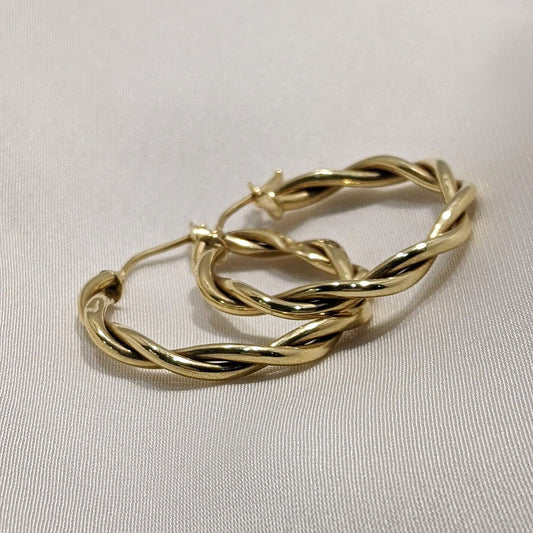 Stella Twisted Hoop Earrings 9ct Yellow Gold