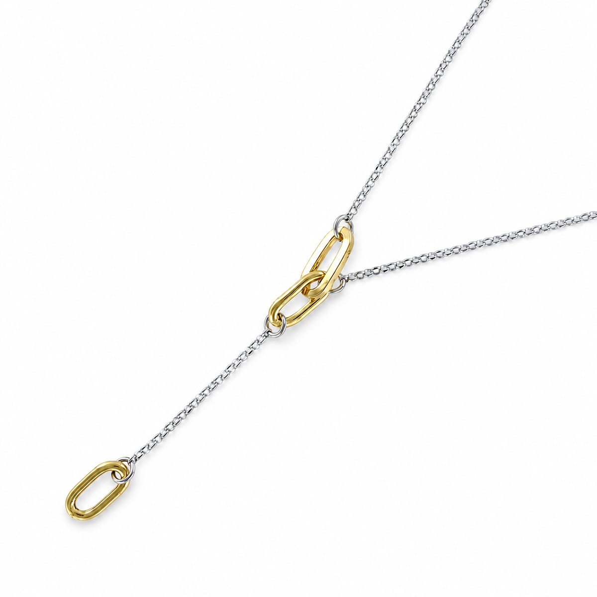 Paper Link Drop Necklace Sterling Silver & Gold Vermeil