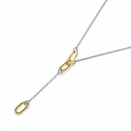 Paper Link Drop Necklace Sterling Silver & Gold Vermeil