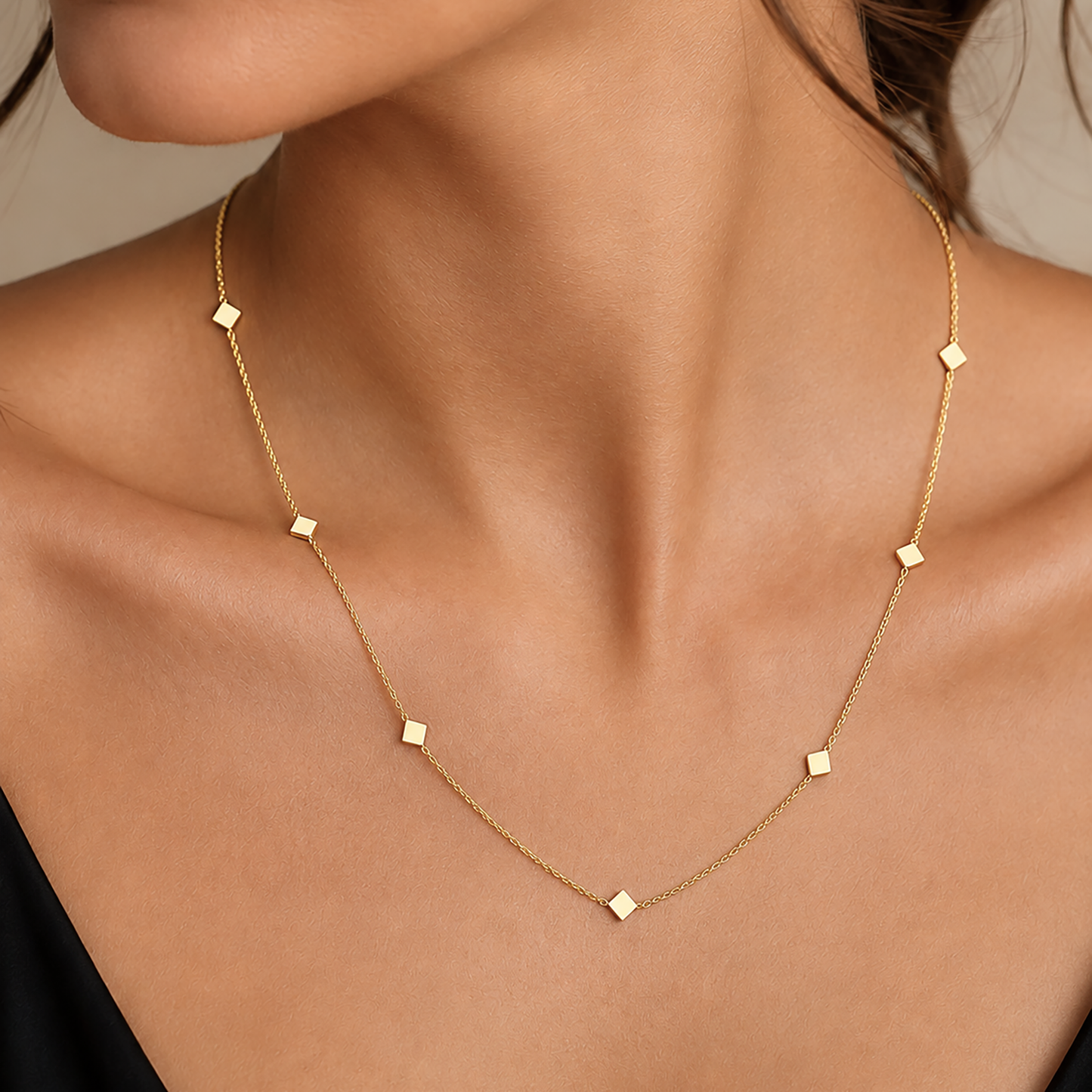 Diamond Motif Necklace 9ct Yellow Gold