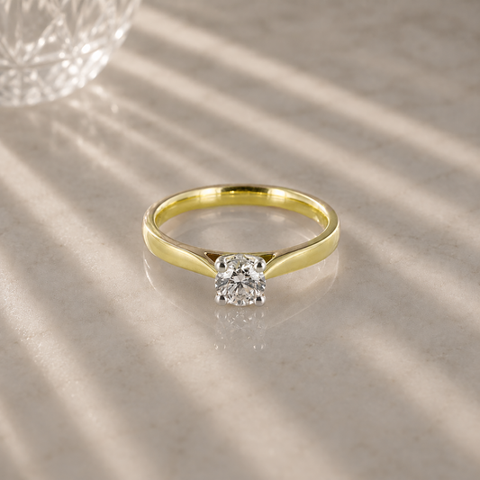 Tapered Diamond Engagement Ring 18ct Yellow Gold
