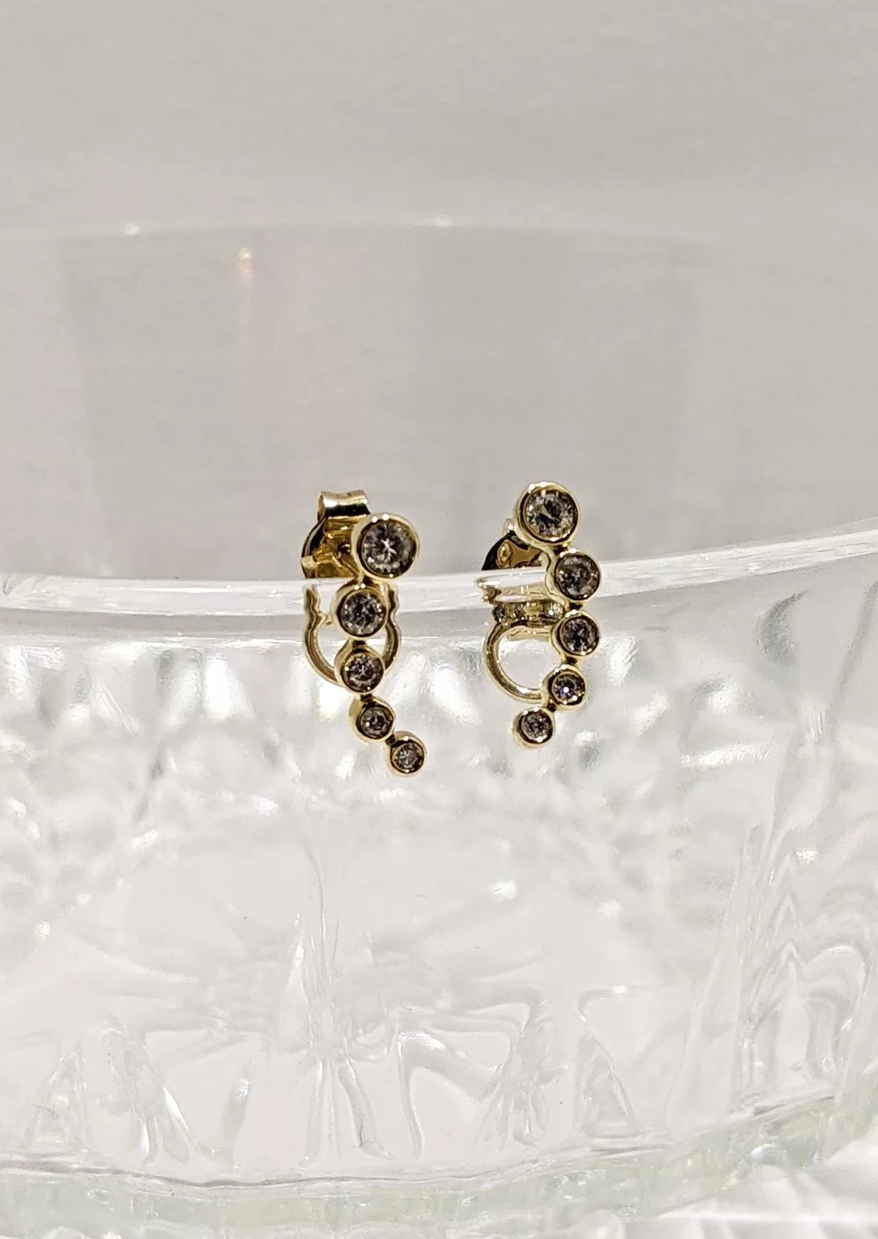 Diamond Ear Climber Studs 9ct Yellow Gold