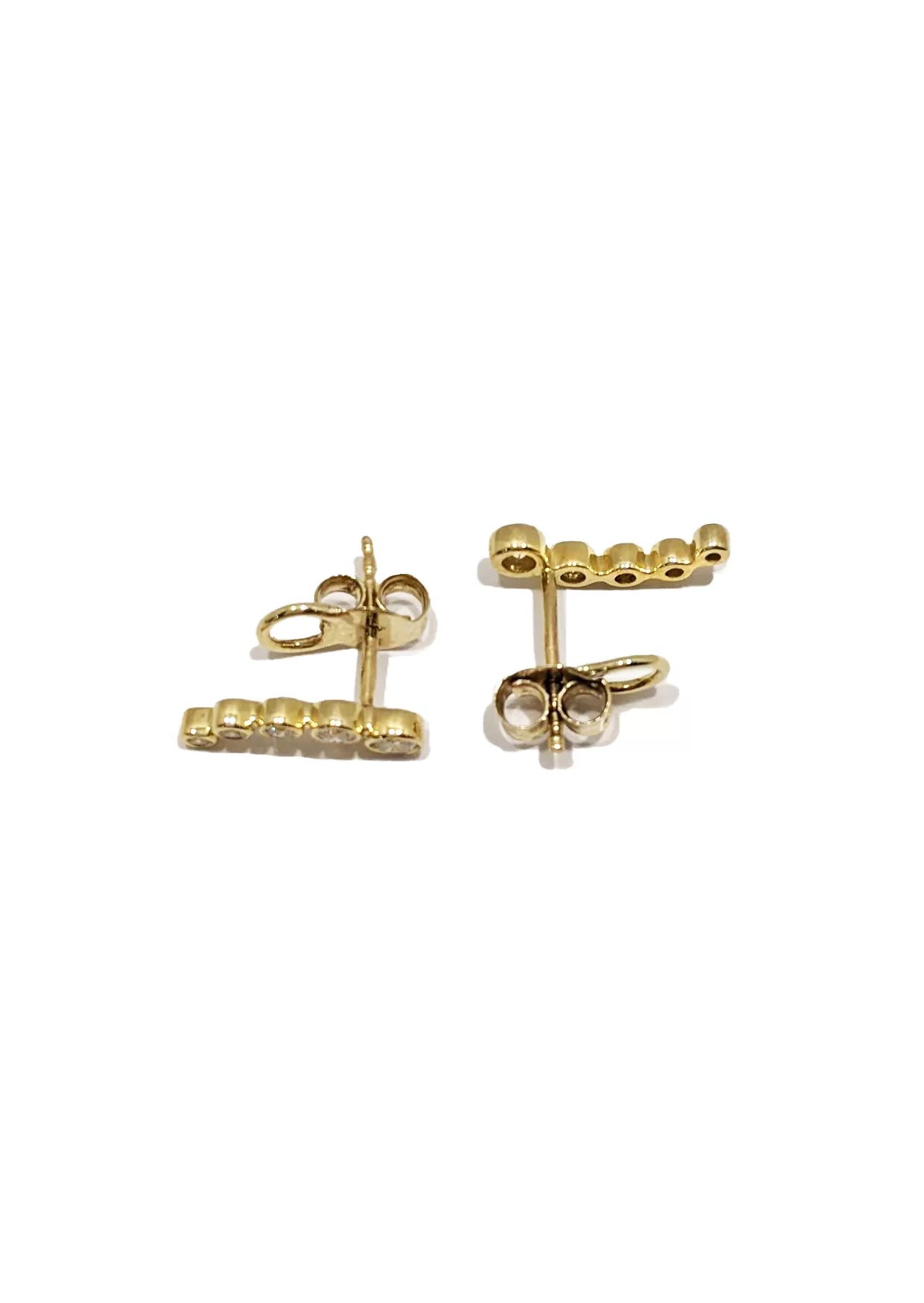 Diamond Ear Climber Studs 9ct Yellow Gold