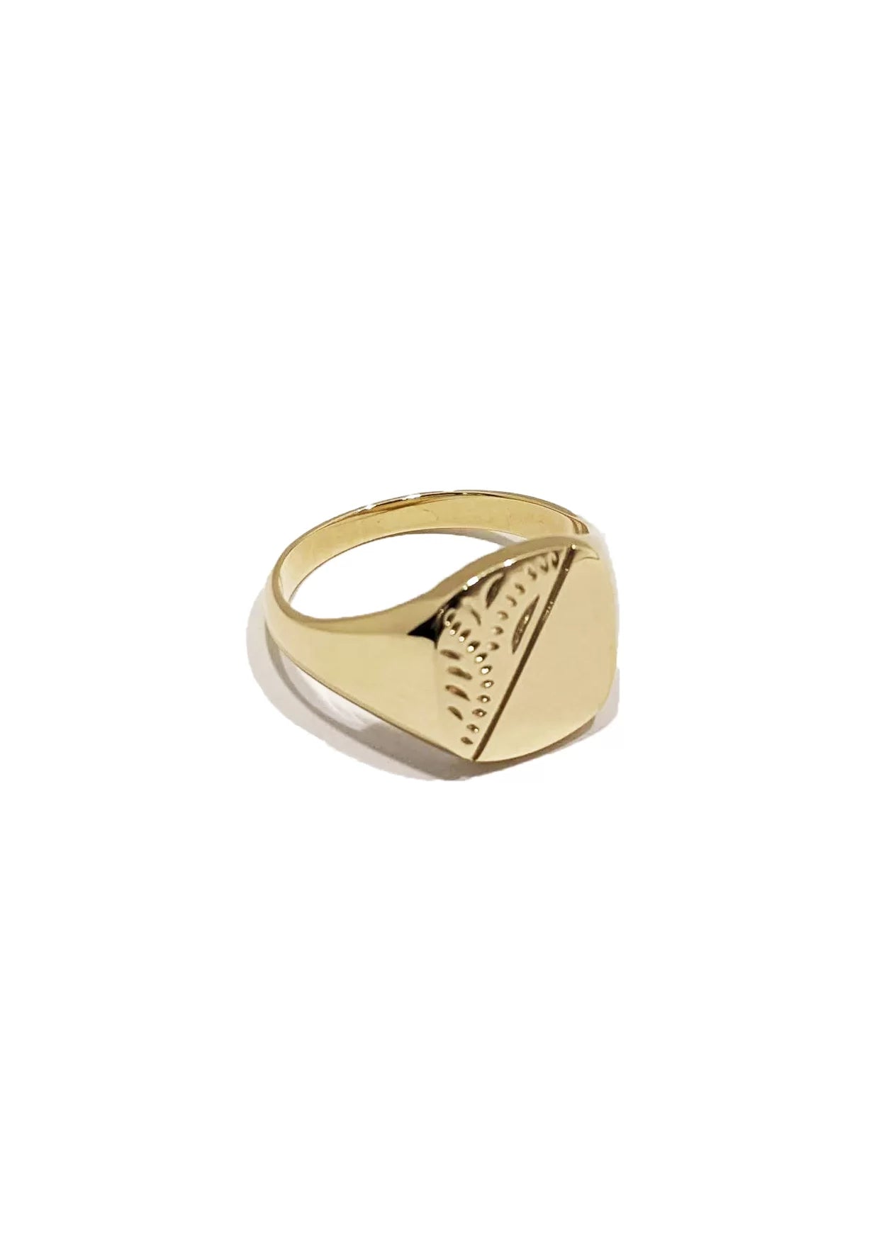 Cushion Engraved Signet Ring 9ct Yellow Gold