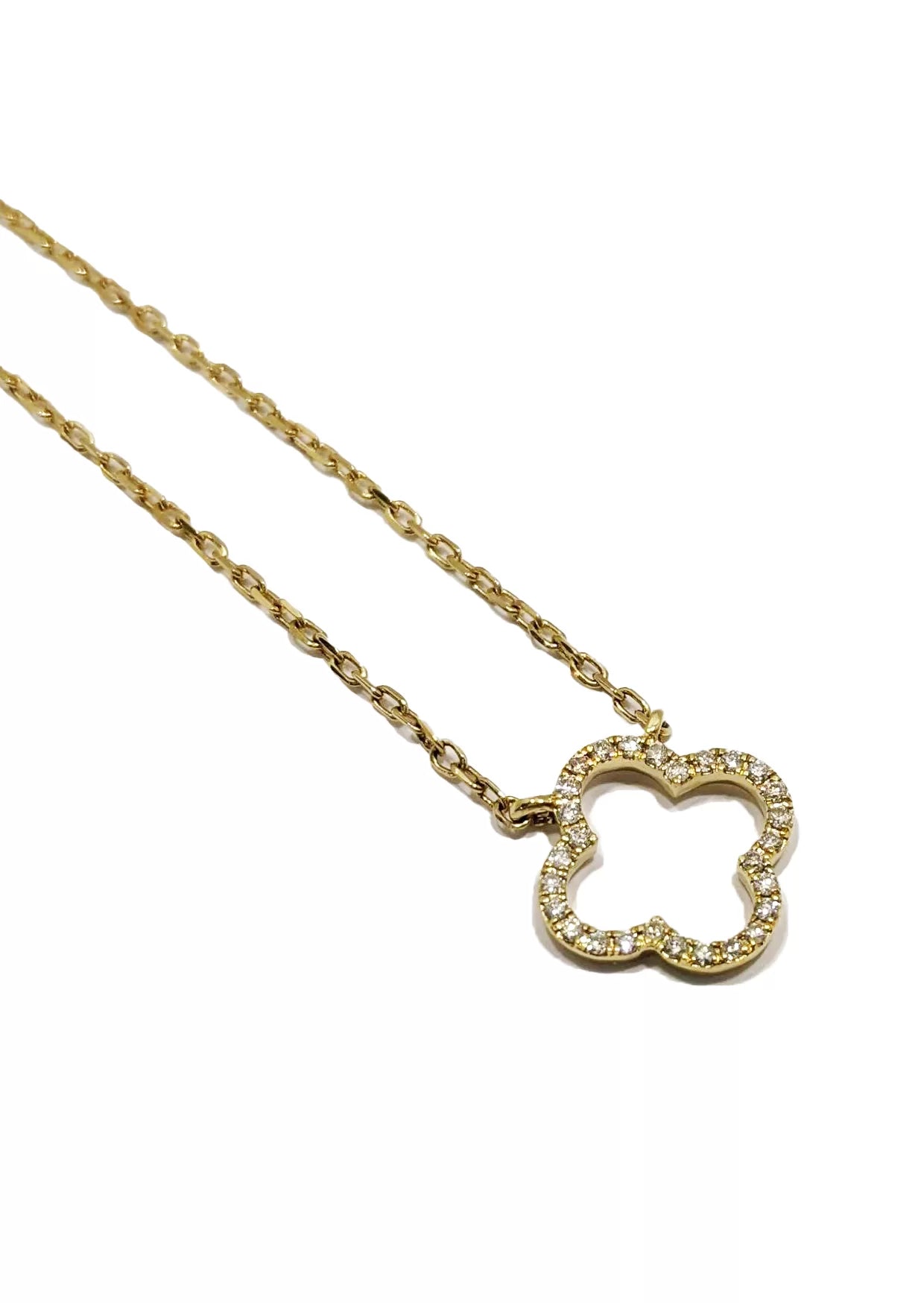 Diamond Clover Necklace 9ct Yellow Gold