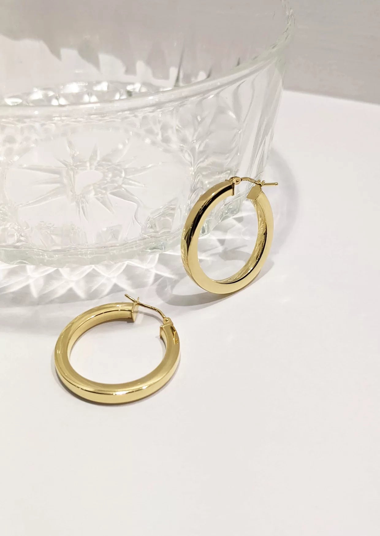 Scarlett Squared Hoop Earrings 9ct Yellow Gold