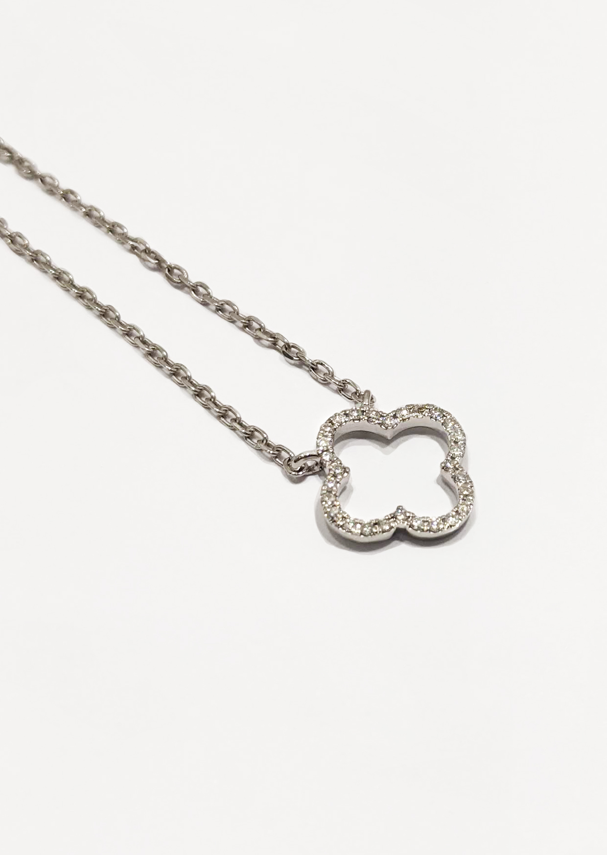 Diamond Clover Necklace 9ct White Gold