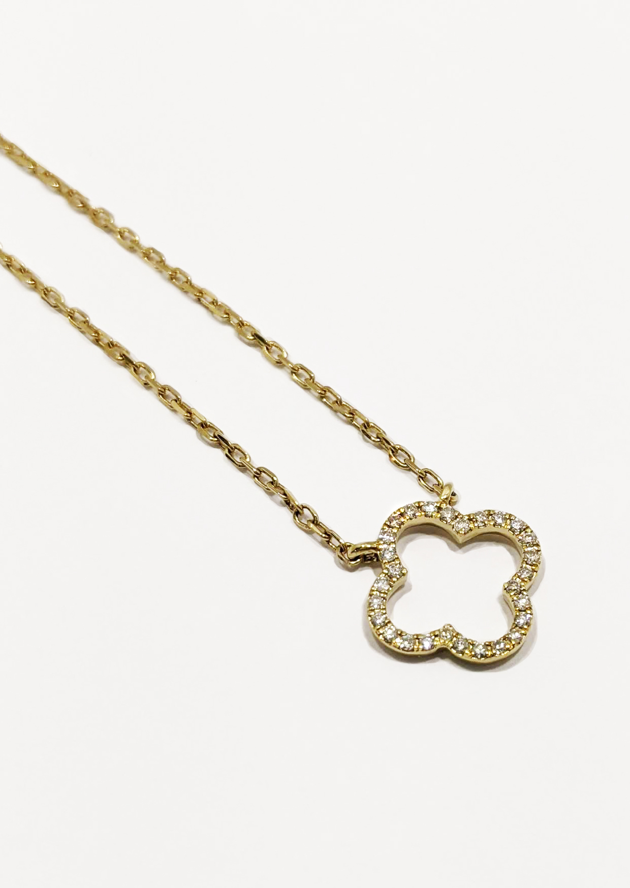 Diamond Clover Necklace 9ct Yellow Gold